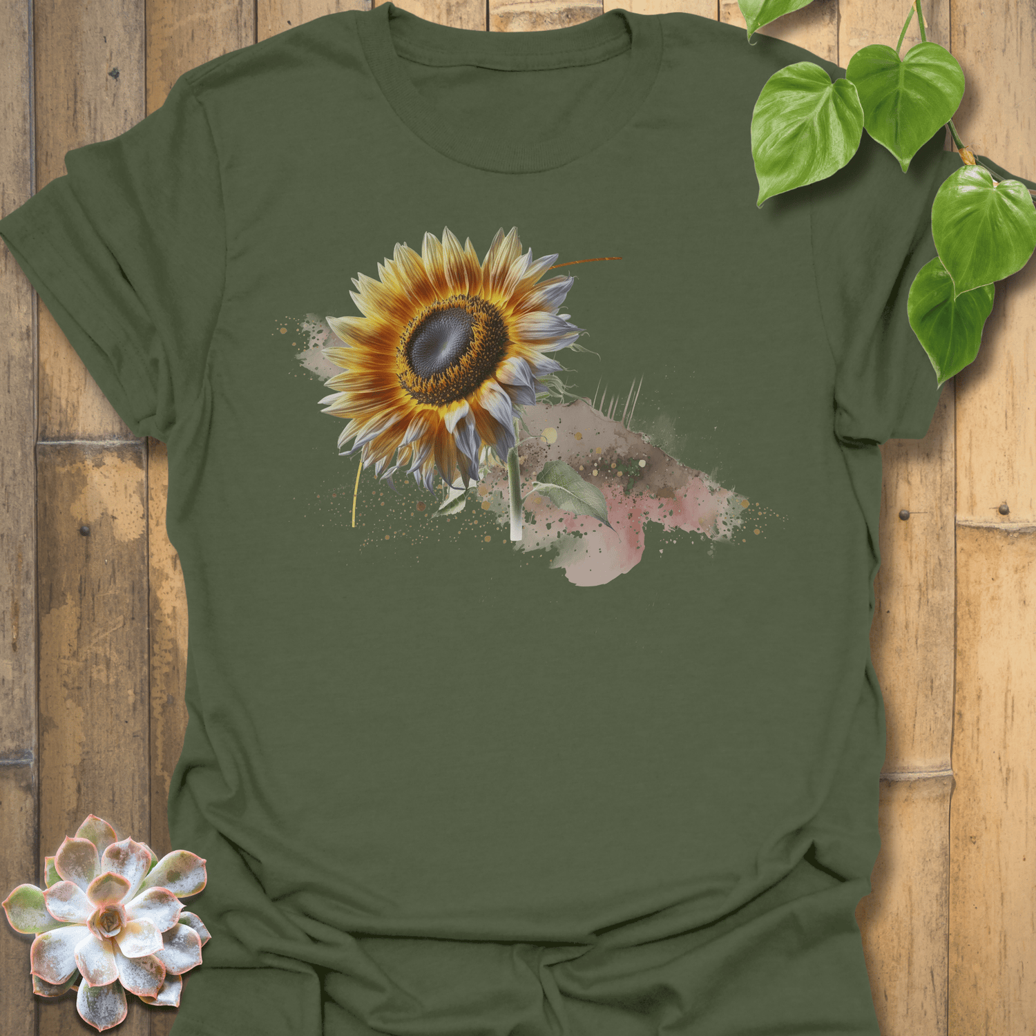 Sunflower Serenity T-shirt Military Green / S T-Shirt
