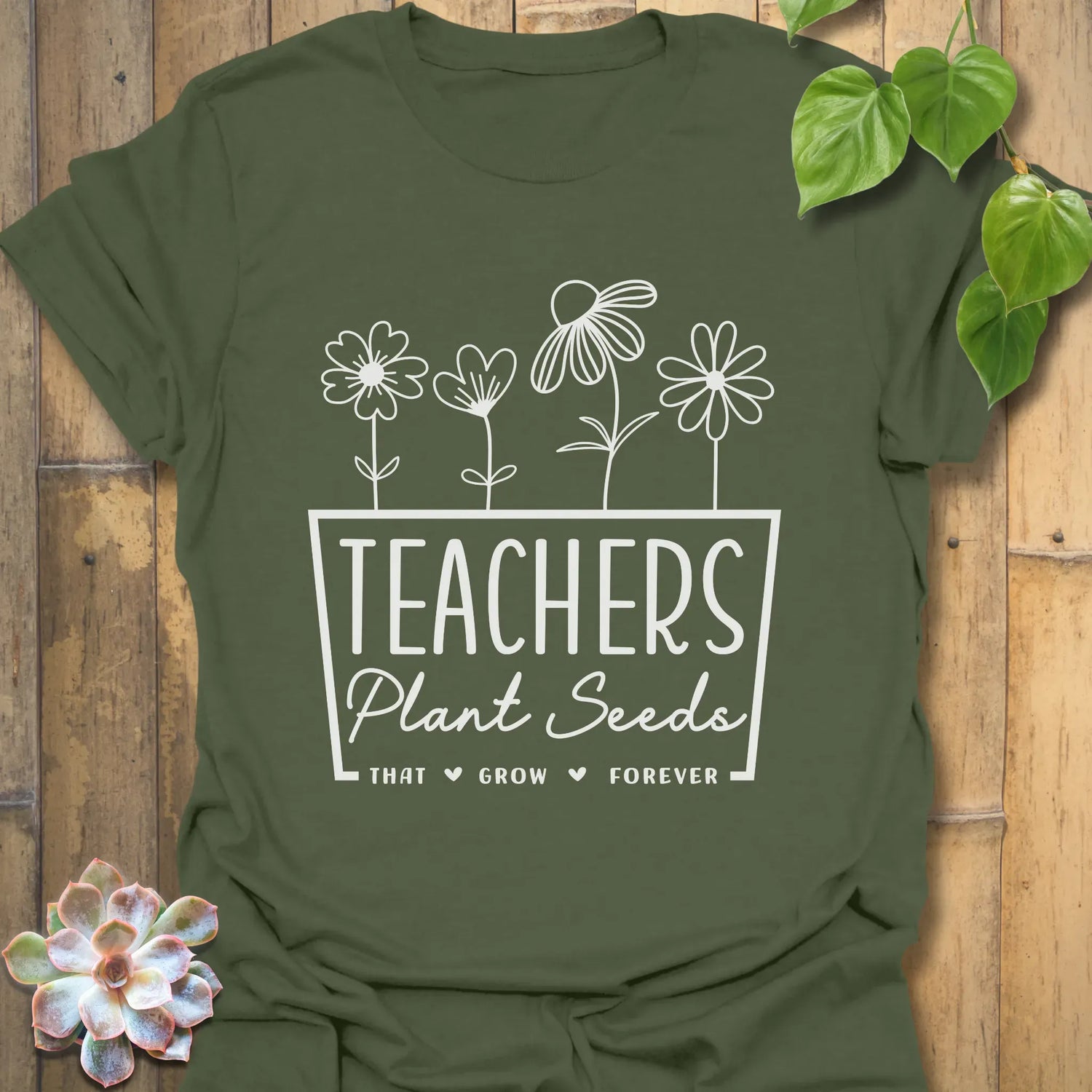 Teachers Plant Seeds T-shirt Military Green / S T-Shirt