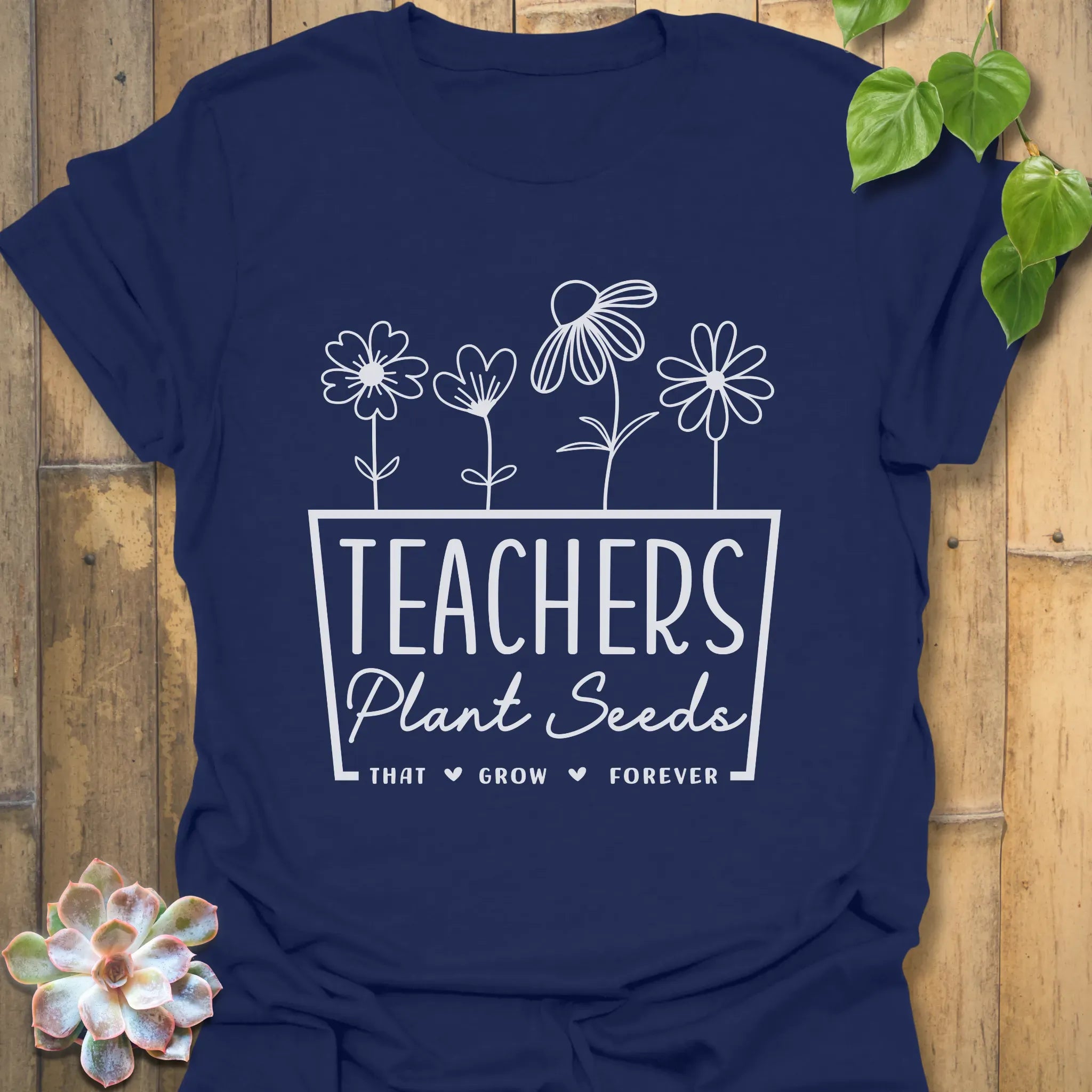 Teachers Plant Seeds T-shirt Navy / S T-Shirt