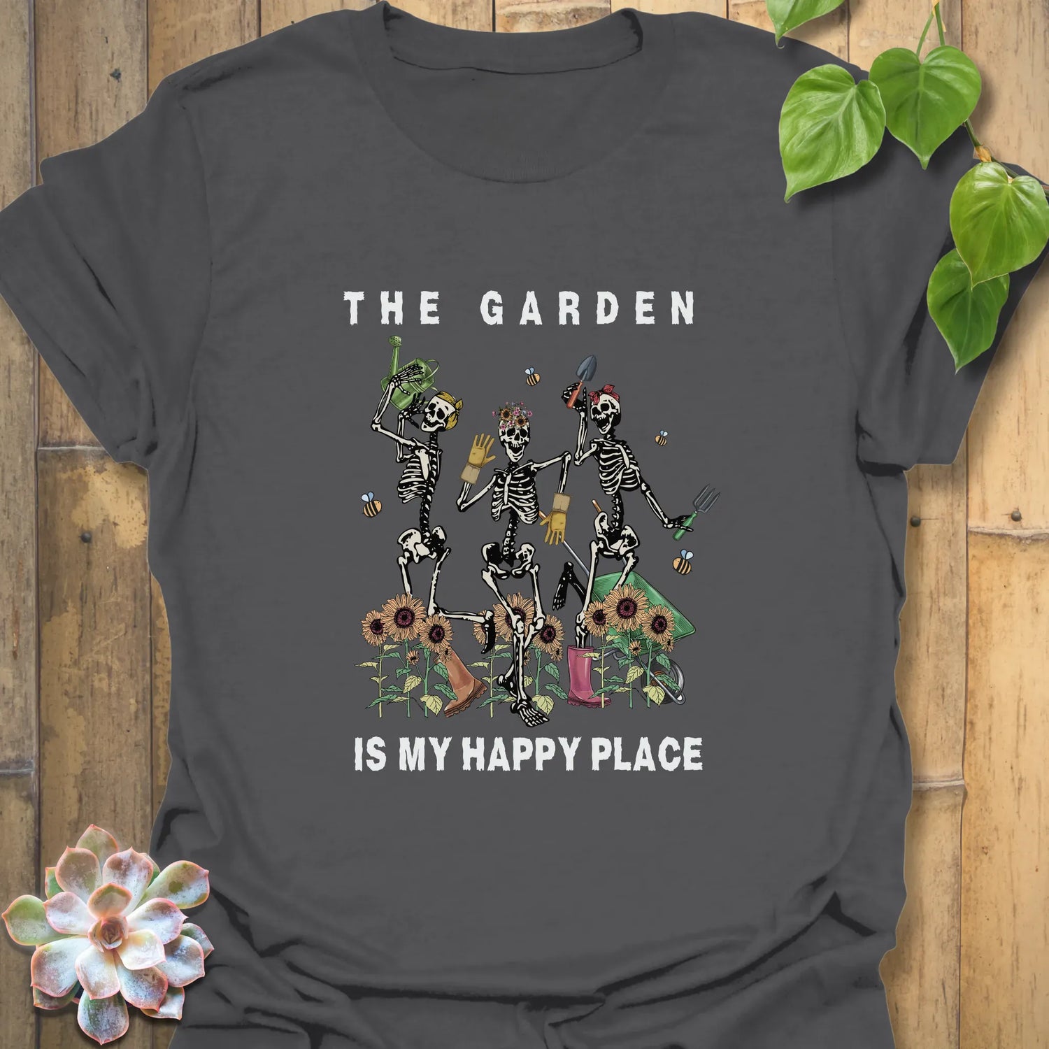 The Garden Is My Happy Place T-shirt Charcoal / S T-Shirt