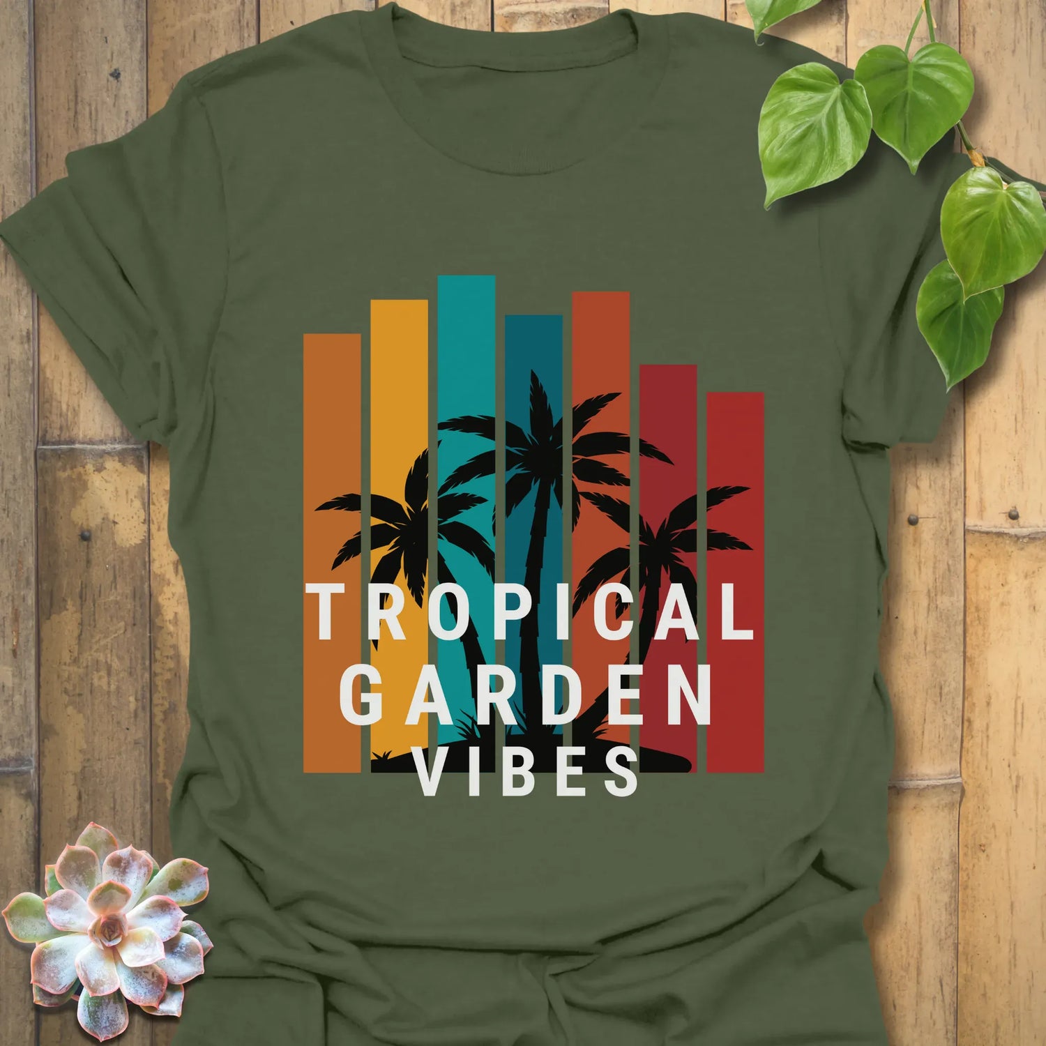 Tropical Garden Vibes T-shirt Military Green / S T-Shirt