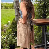 Vintage Cotton Cross-Back Bib Apron with Pockets – Oatmeal apron