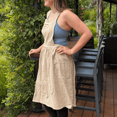 Vintage Cotton Cross-Back Bib Apron with Pockets – Oatmeal apron