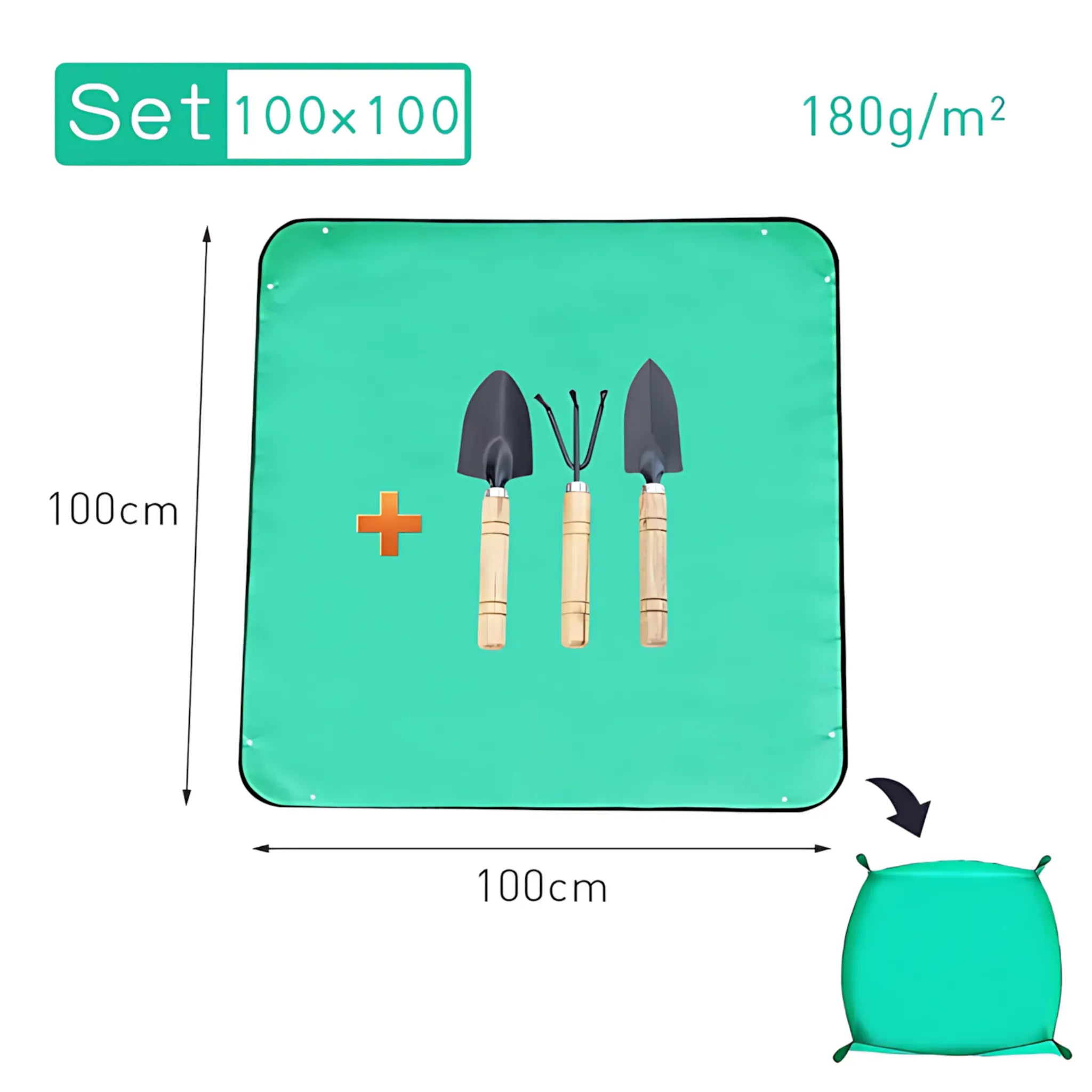 Waterproof Planting Mat - Foldable Garden Potting Pad Green 100x100CM Set Planting Mat