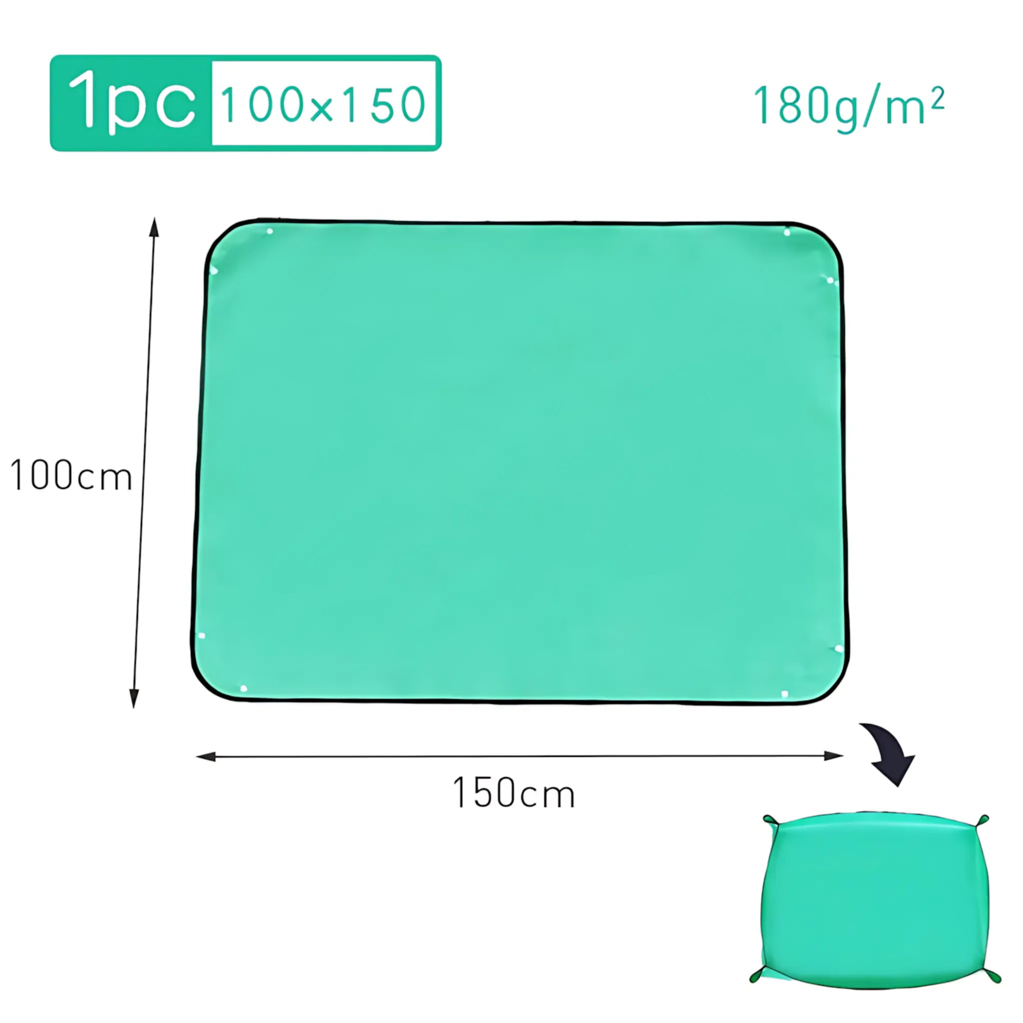 Waterproof Planting Mat - Foldable Garden Potting Pad Green 100x150CM Planting Mat