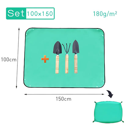 Waterproof Planting Mat - Foldable Garden Potting Pad Green 100x150CM Set Planting Mat