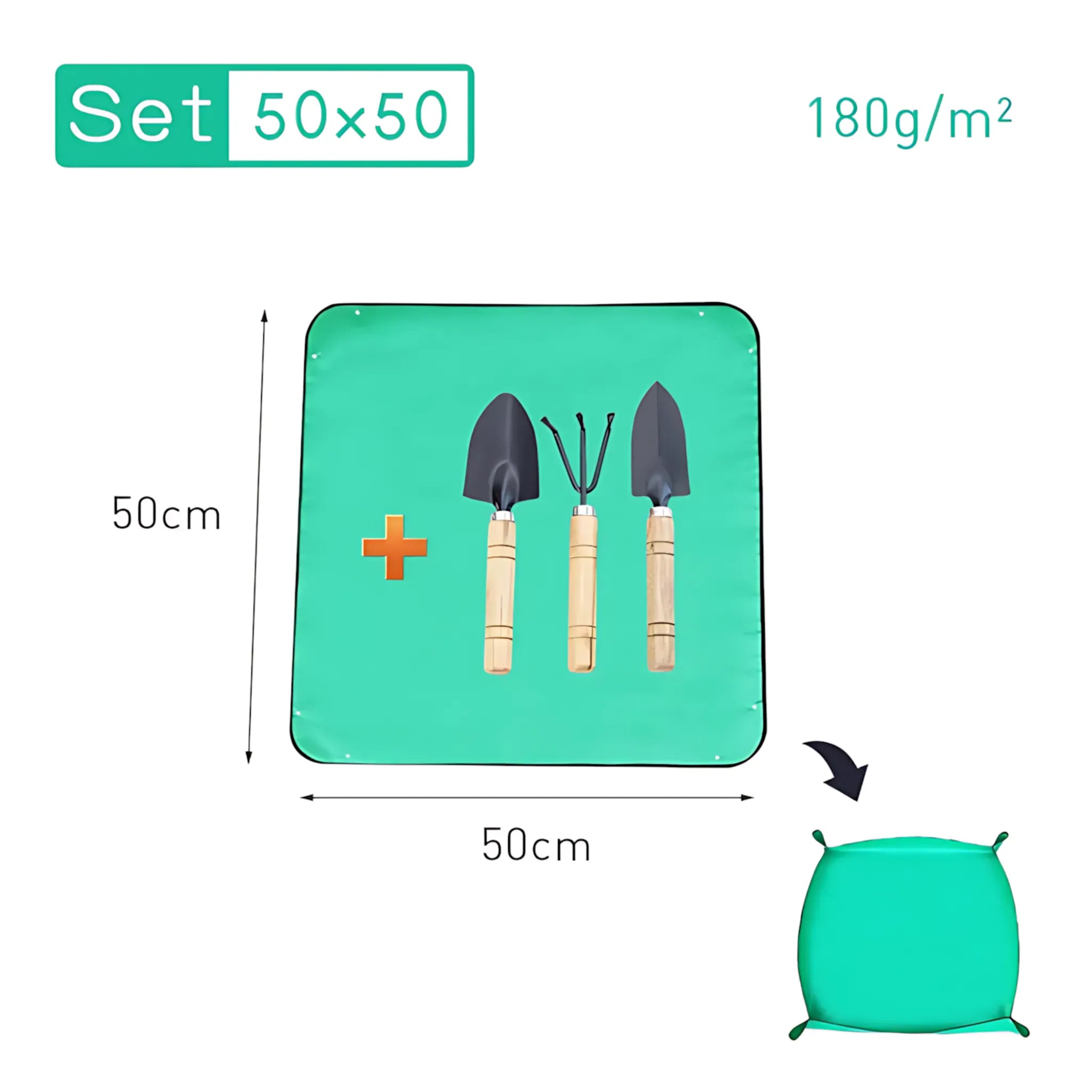 Waterproof Planting Mat - Foldable Garden Potting Pad Green 50x50CM Set Planting Mat