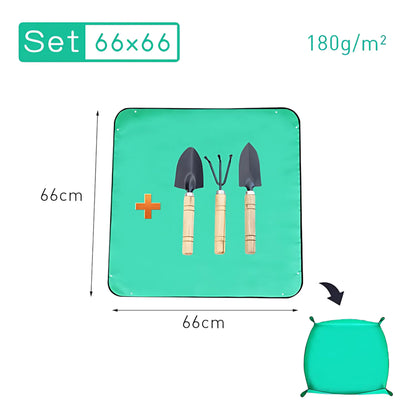 Waterproof Planting Mat - Foldable Garden Potting Pad Green 66x66CM Set Planting Mat