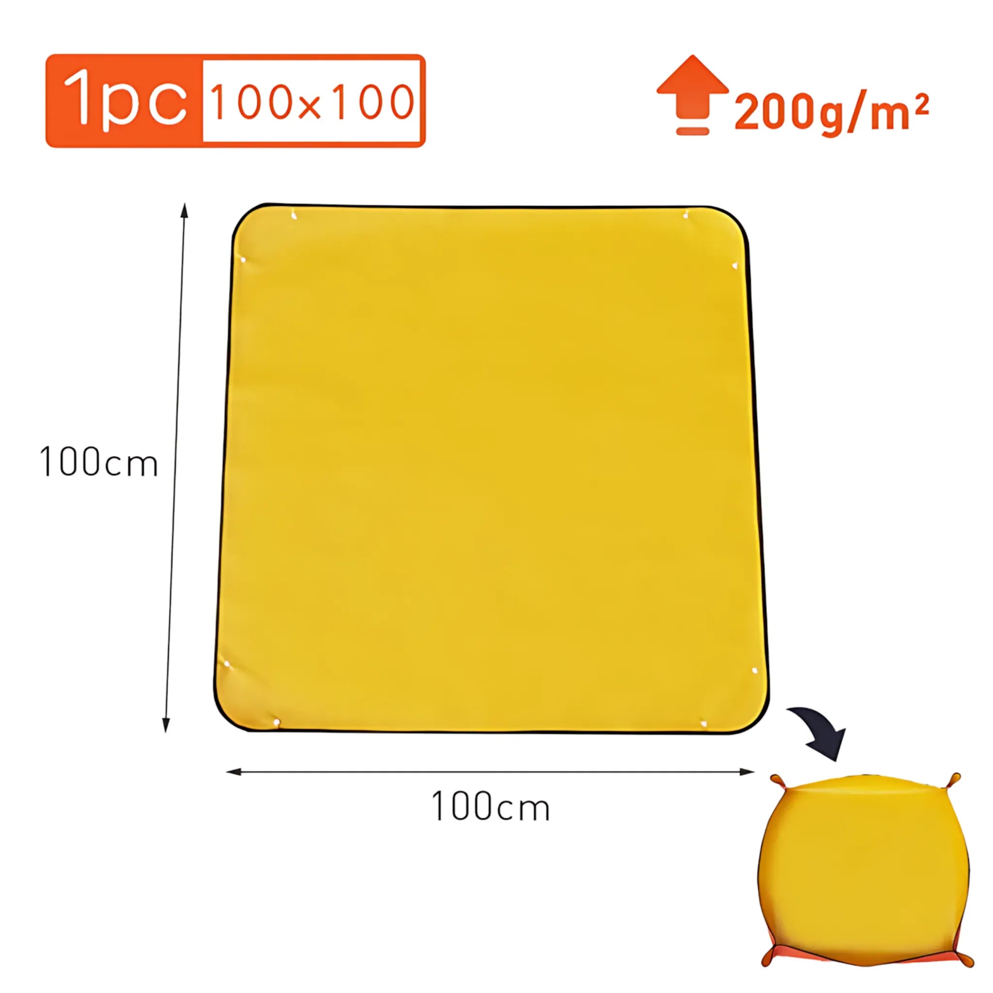 Waterproof Planting Mat - Foldable Garden Potting Pad Orange 100x100CM Planting Mat