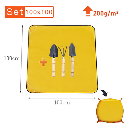 Waterproof Planting Mat - Foldable Garden Potting Pad Orange 100x100CM Set Planting Mat