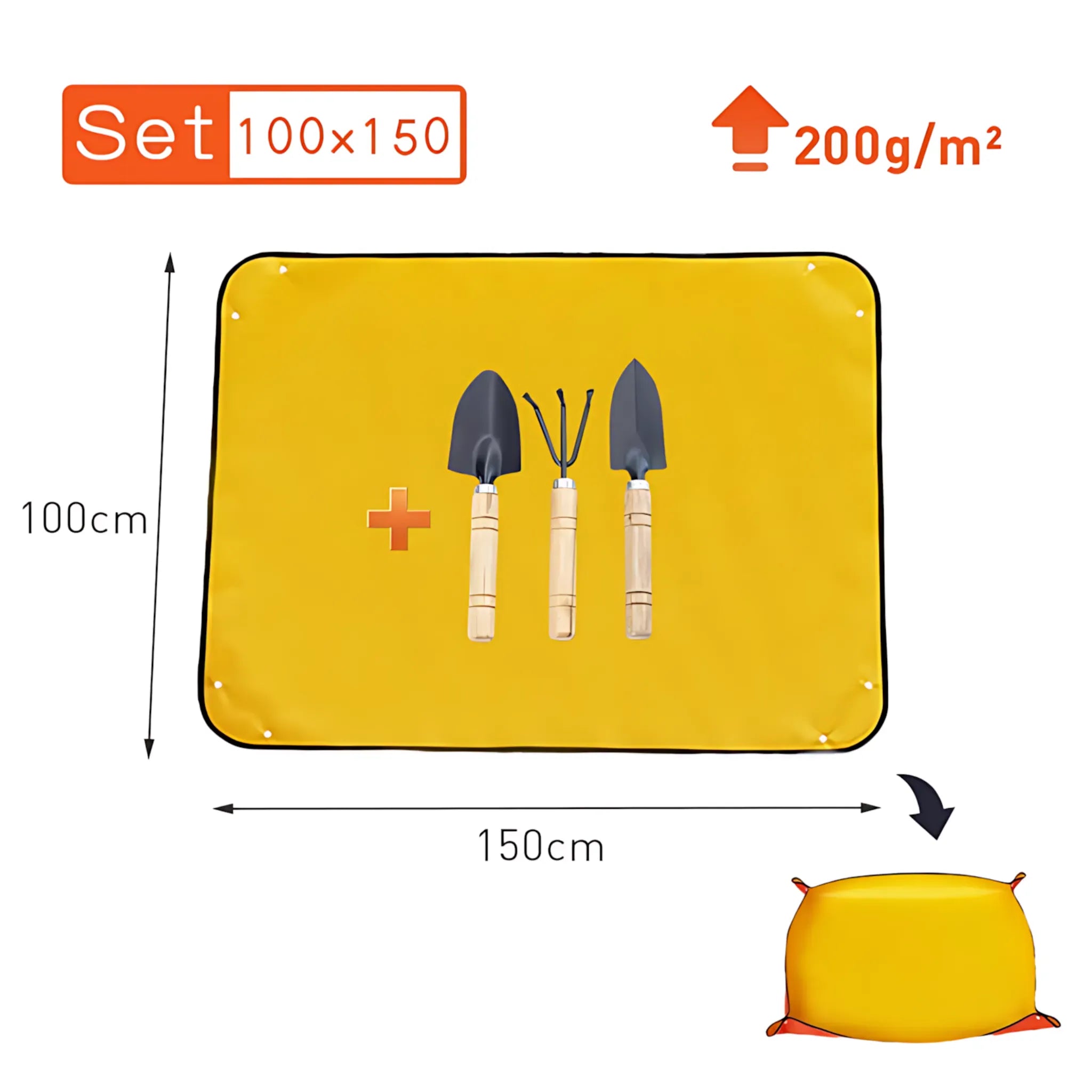 Waterproof Planting Mat - Foldable Garden Potting Pad Orange 100x150CM Set Planting Mat