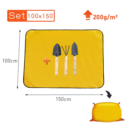 Waterproof Planting Mat - Foldable Garden Potting Pad Orange 100x150CM Set Planting Mat