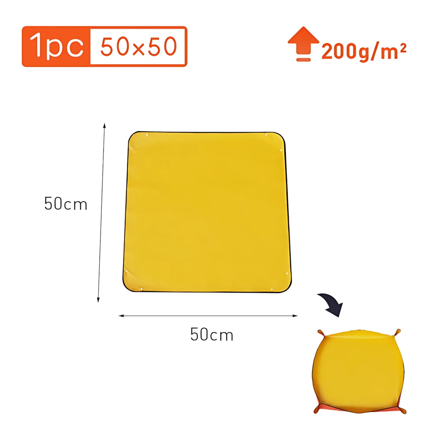 Waterproof Planting Mat - Foldable Garden Potting Pad Orange 50x50CM Planting Mat