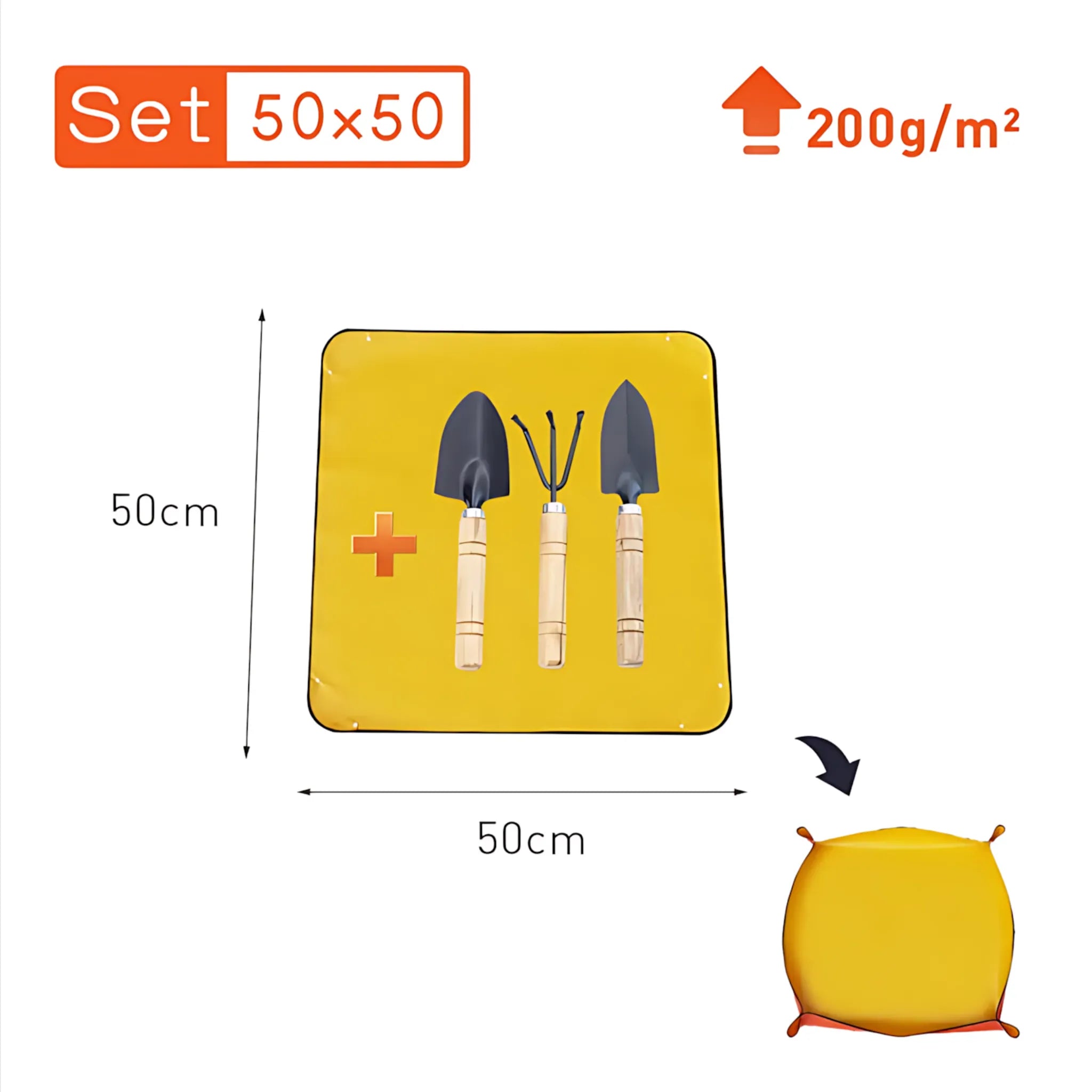 Waterproof Planting Mat - Foldable Garden Potting Pad Orange 50x50CM Set Planting Mat