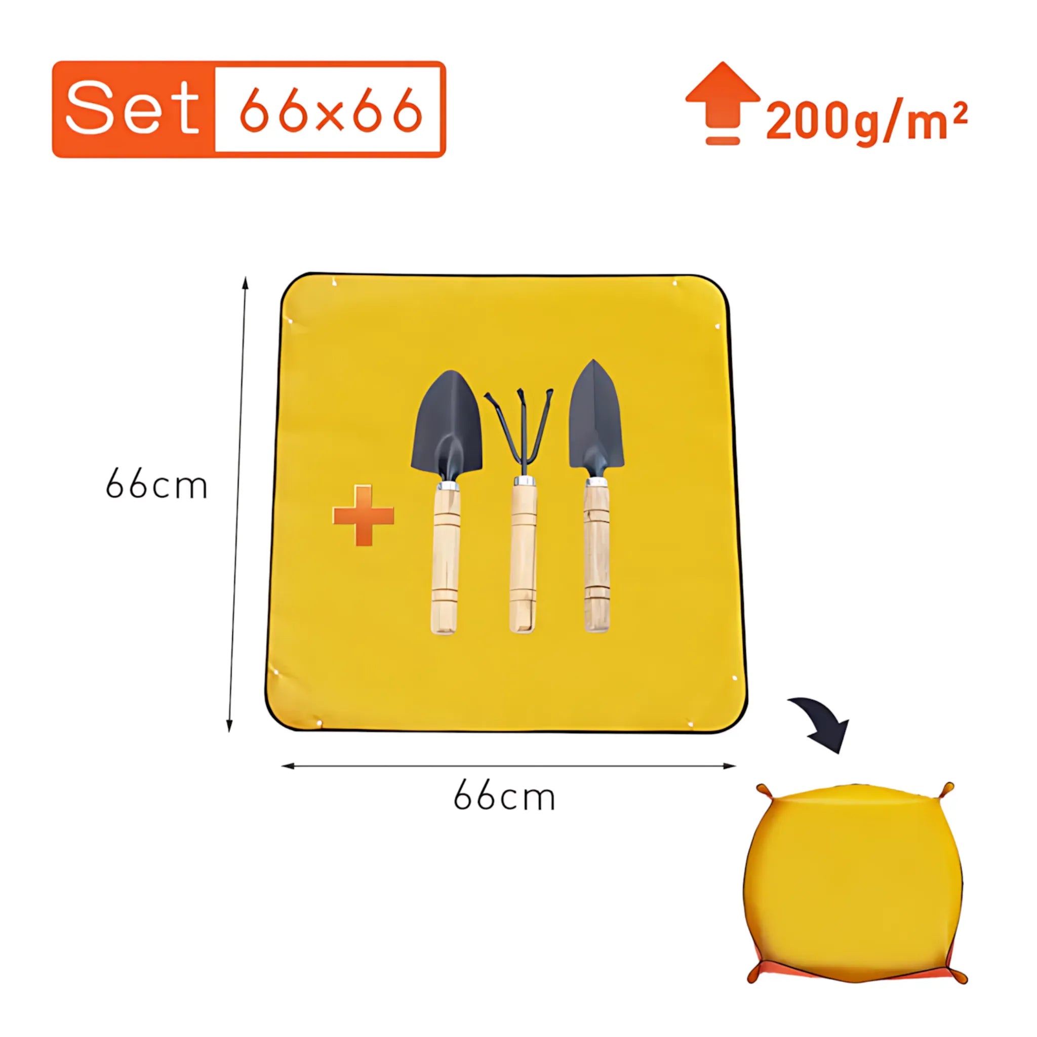 Waterproof Planting Mat - Foldable Garden Potting Pad Orange 66x66CM Set Planting Mat
