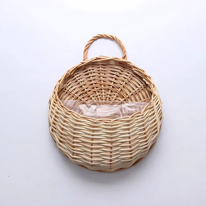 Wicker Wall Planter - Handmade Rattan Hanging Flower Basket Flower Pot