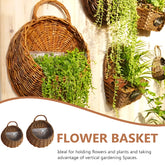 Wicker Wall Planter - Handmade Rattan Hanging Flower Basket Flower Pot