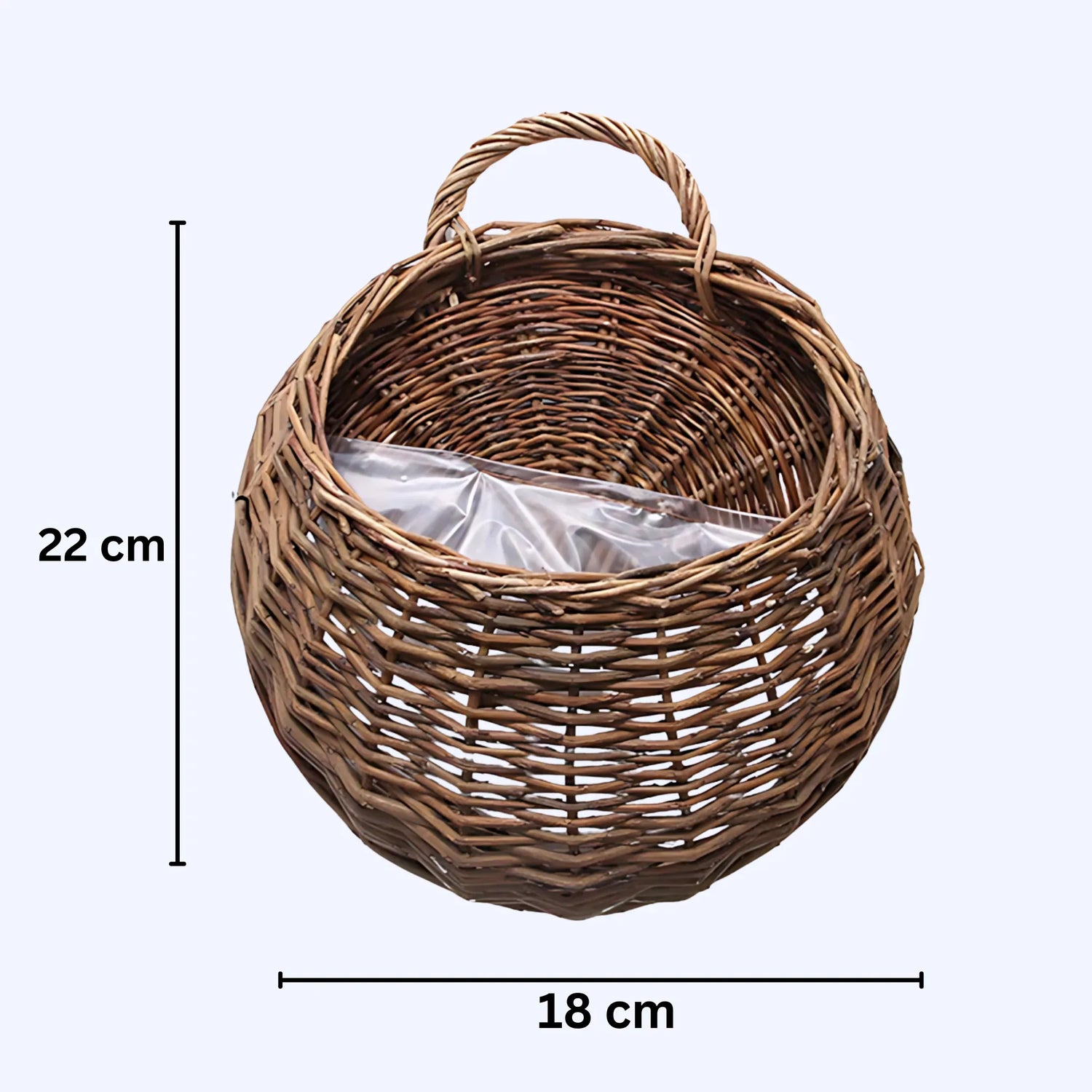 Wicker Wall Planter - Handmade Rattan Hanging Flower Basket Log color 18CM Flower Pot