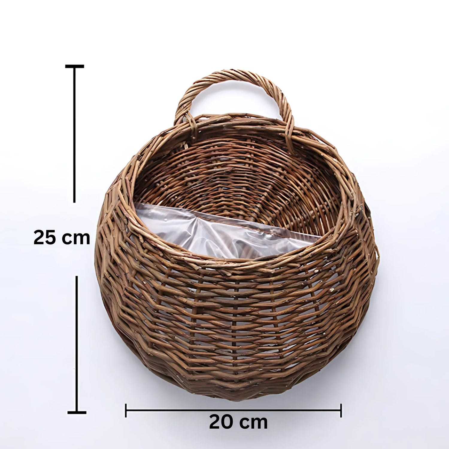 Wicker Wall Planter - Handmade Rattan Hanging Flower Basket Log color 20CM Flower Pot
