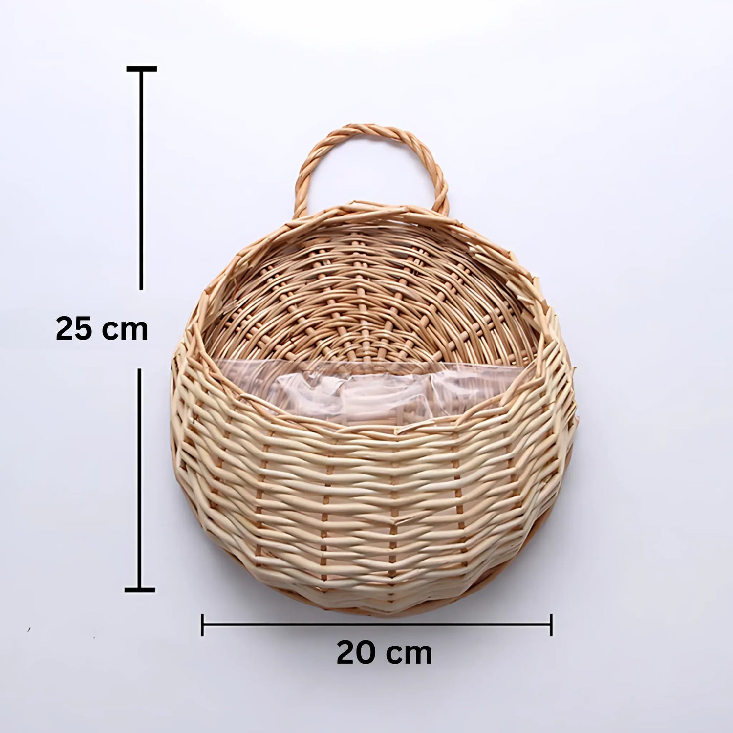 Wicker Wall Planter - Handmade Rattan Hanging Flower Basket Off white 20CM Flower Pot
