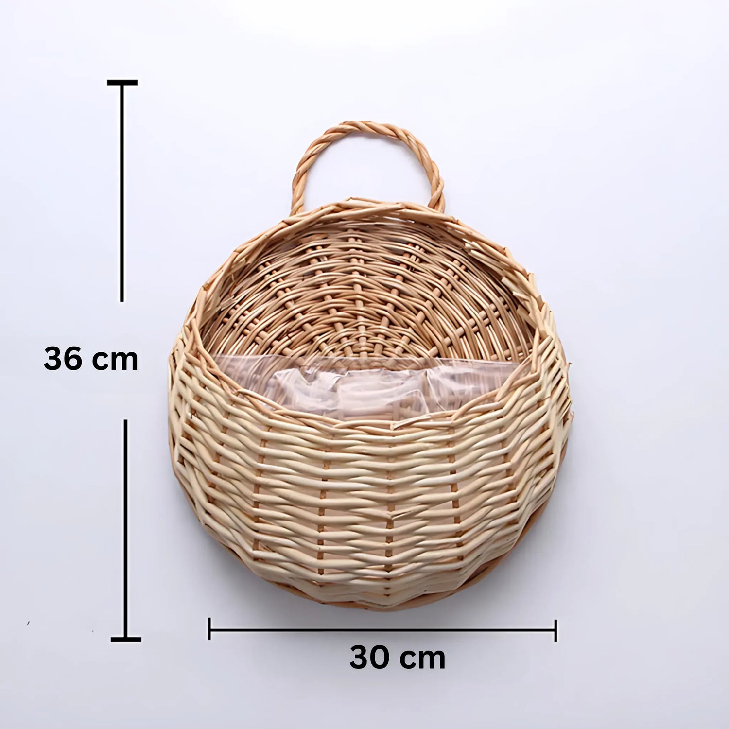 Wicker Wall Planter - Handmade Rattan Hanging Flower Basket Off white 30CM Flower Pot