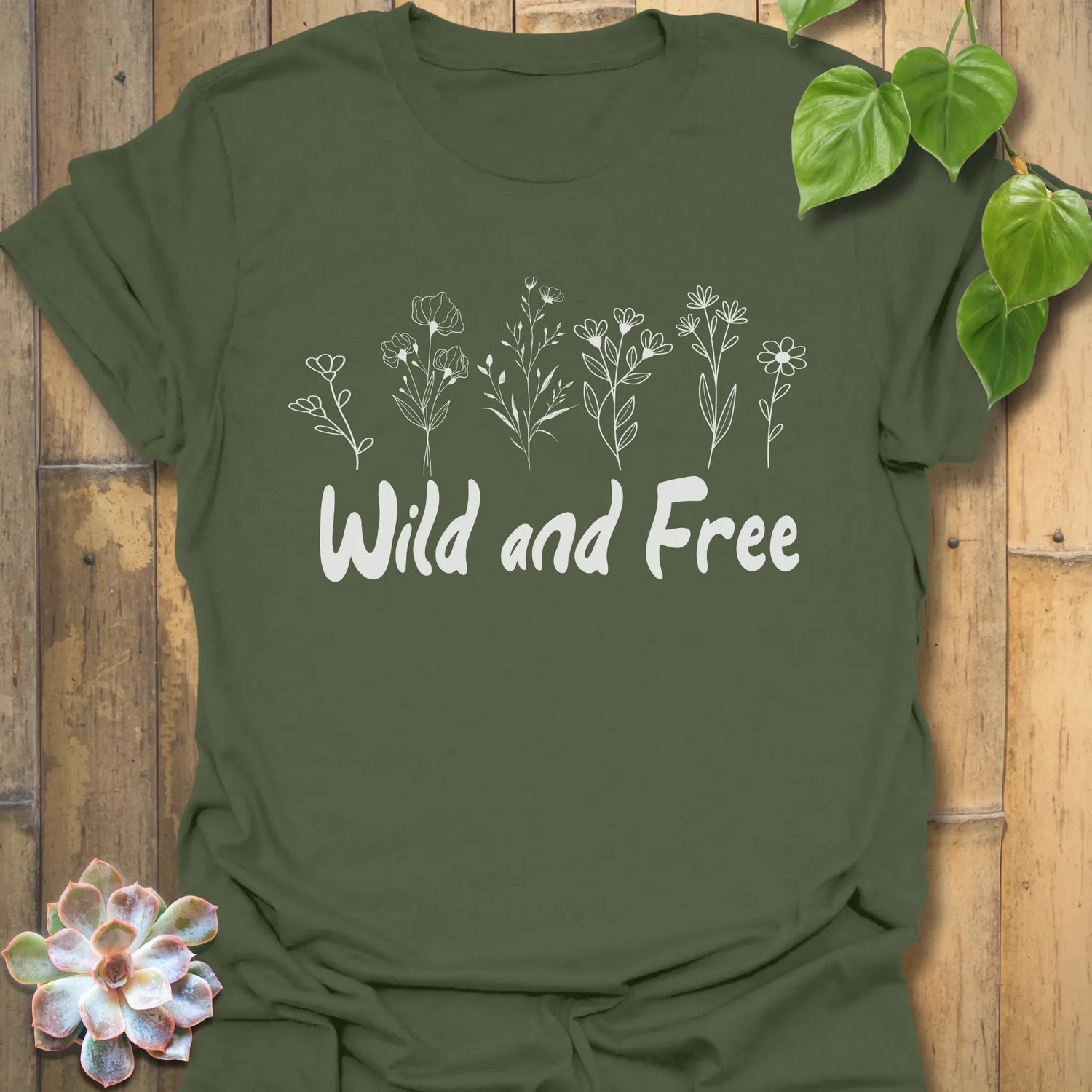 Wild And Free T-shirt Military Green / S T-Shirt