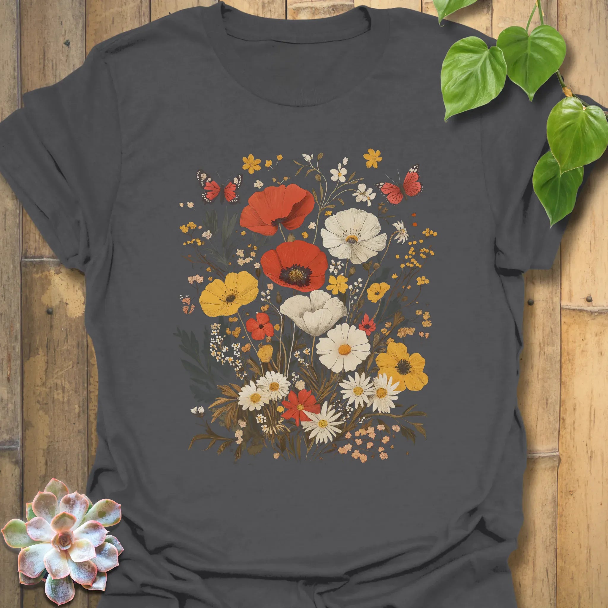 Wildflower Garden Bloom T-shirt Charcoal / S T-Shirt