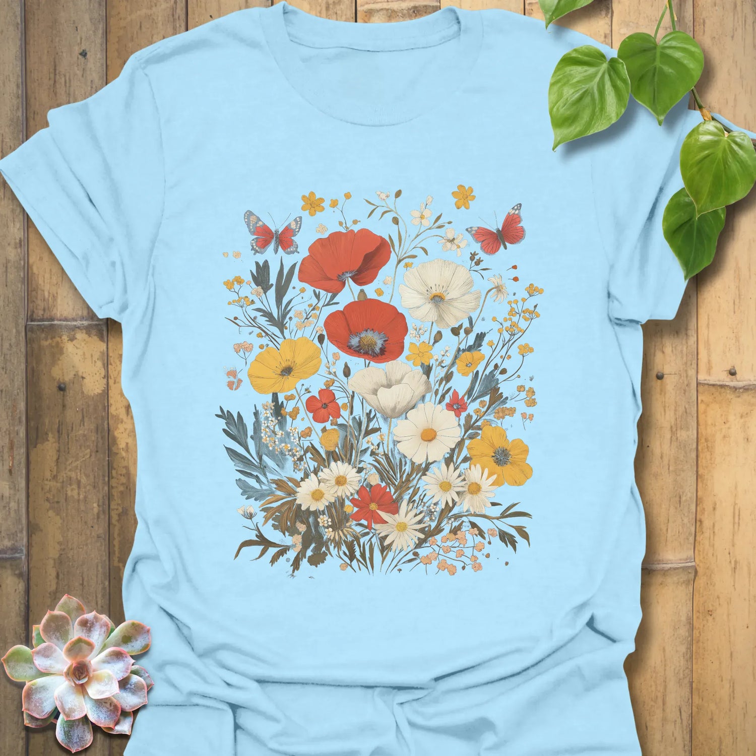 Wildflower Garden Bloom T-shirt Light Blue / S T-Shirt