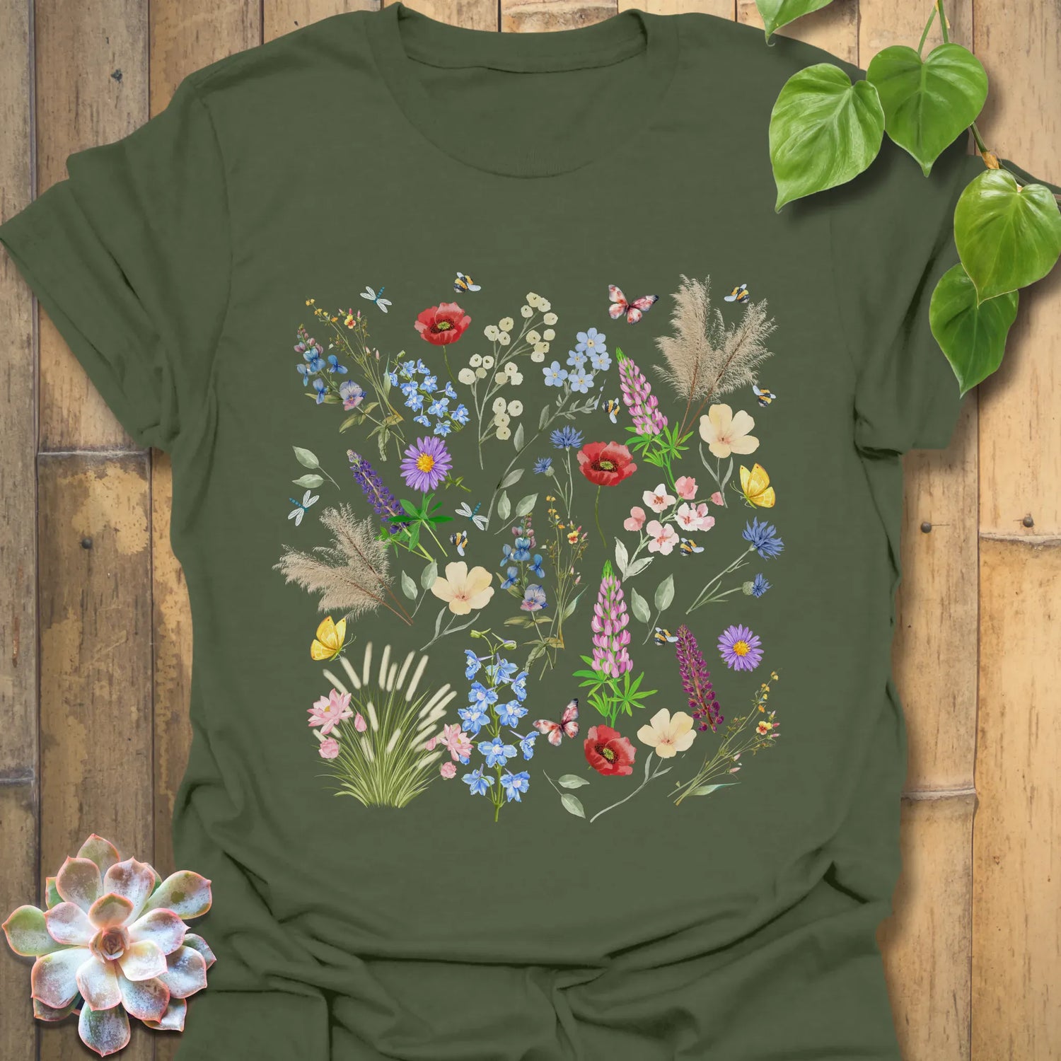 Wildflower T-shirt Military Green / S T-Shirt