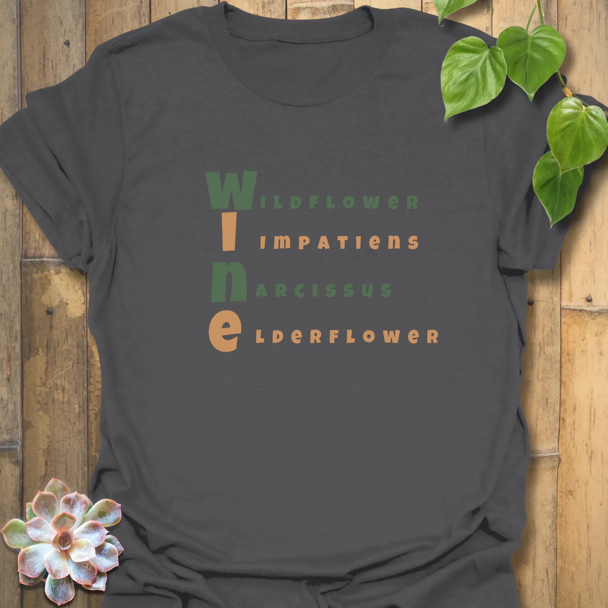 Wine (Wildflower, Impatiens, Narcissus, Elderflower)T-shirt Charcoal / S T-Shirt