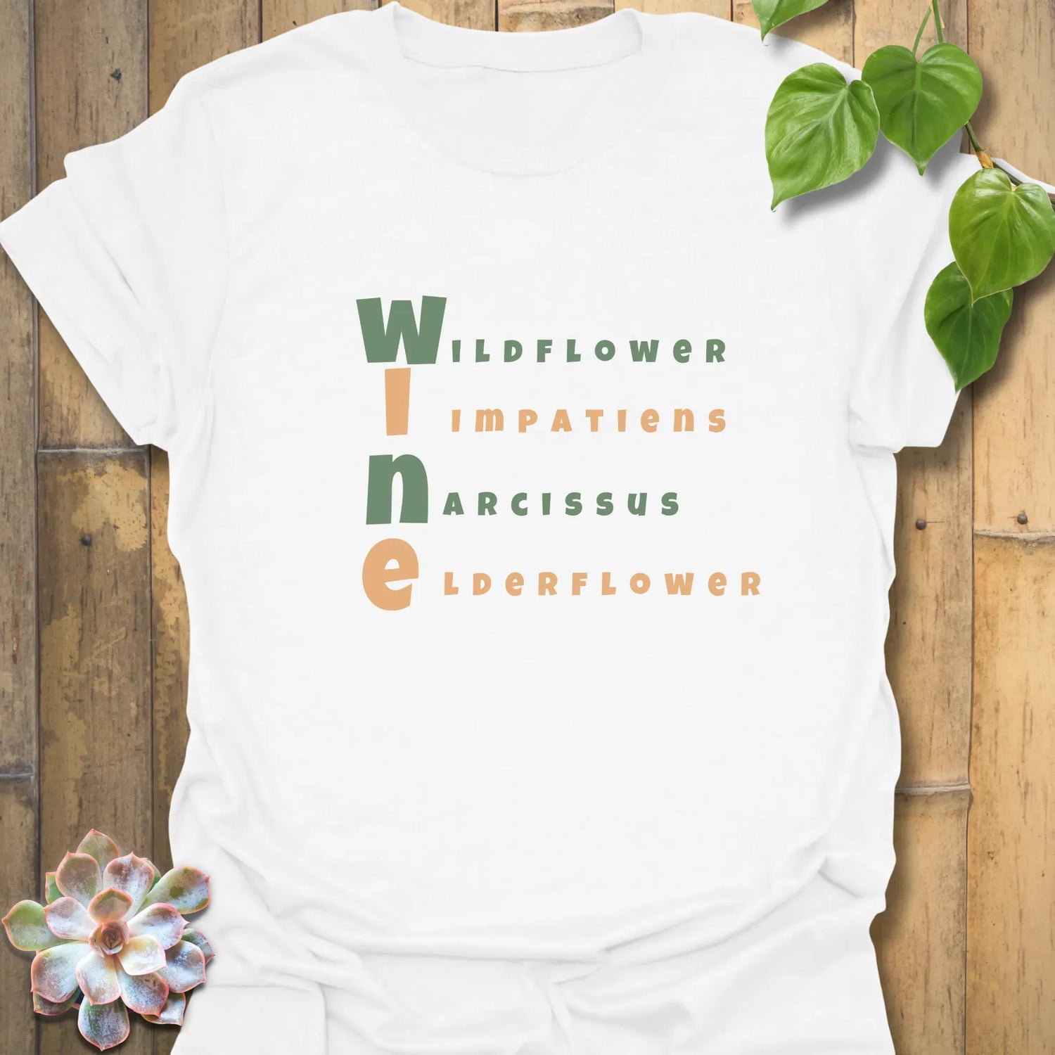 Wine (Wildflower, Impatiens, Narcissus, Elderflower)T-shirt White / S T-Shirt