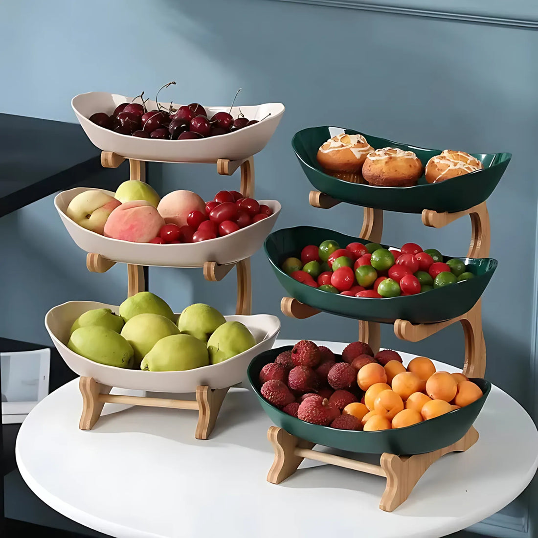 Wooden Fruit Bowl – Partitioned Serving Tray for Snacks &amp; Cake Wooden Fruit Bowl