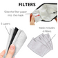 Premium Face Mask Set - 3 Layer 100% Cotton Reusable - Matching bag, lanyard, 4xPM2.5 filters - Black