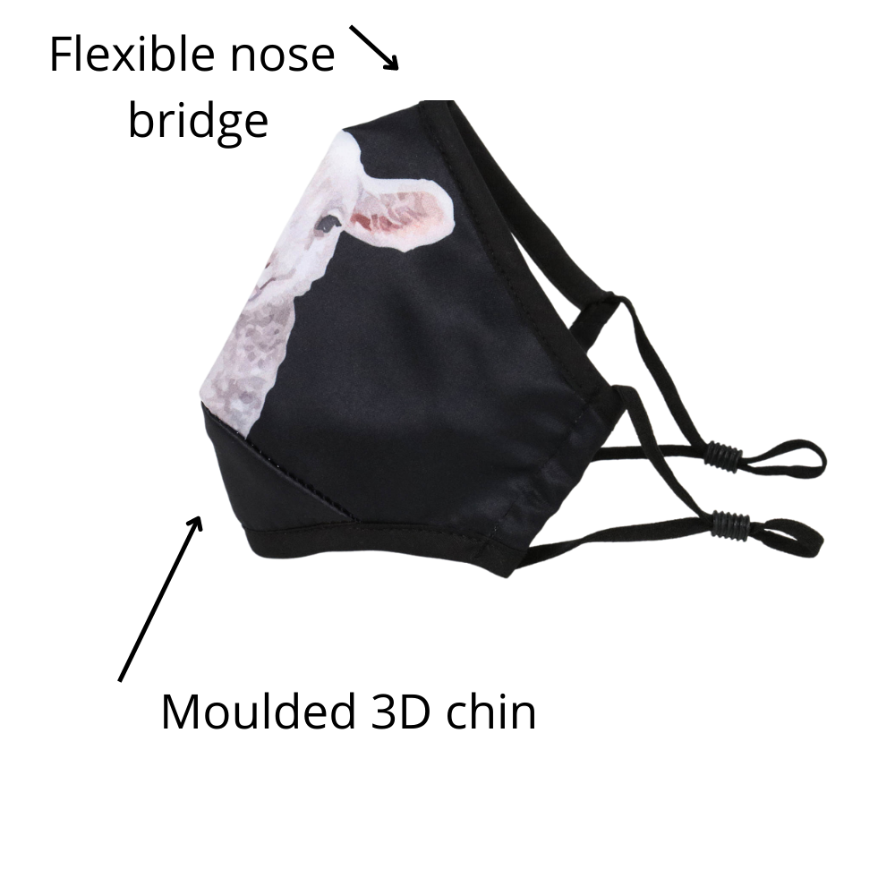 NZ Edition Premium Child Face Mask Set - 3 Layer 100% Cotton Reusable Face Mask  - Little Lamb Child