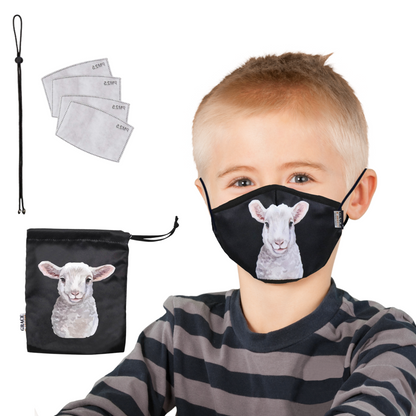 NZ Edition Premium Child Face Mask Set - 3 Layer 100% Cotton Reusable Face Mask  - Little Lamb Child