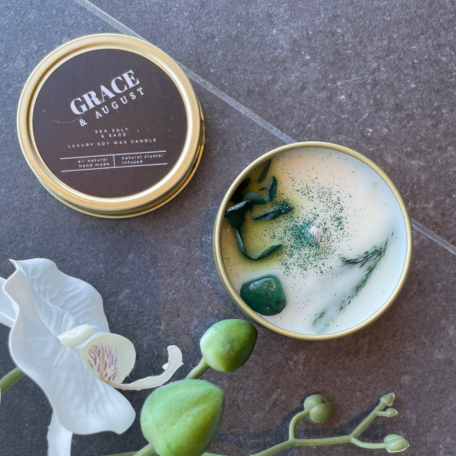 Sea Salt &amp; Sage Luxury Soy Wax Tin Candle