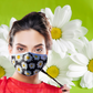 Reusable Fabric Face Mask - with nose wire, Filter Pocket and two 2.5 Filters- Daisy Fun - TWO PACK