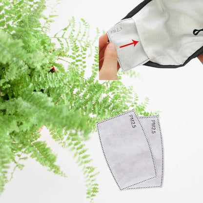 Reusable Fabric  Face Mask - with nose wire, Filter Pocket and two 2.5 Filters Tropical Leaves