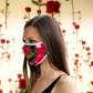Reusable Fabric Face Mask - with nose wire, Filter Pocket and two 2.5 Filters- Red Rose - TWO PACK