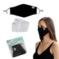 Reusable Fabric  Face Mask - with nose wire, Filter Pocket and two 2.5 Filters- Black - TWO PACK