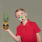 Premium Child Face Mask Set - 3 Layer 100% Cotton Reusable Face Mask  - Tropical Fruit Child - TWO PACK