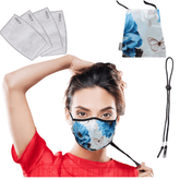 Fabric Face Mask Set - Premium 3 Layer  Reusable - Incl Matching bag, lanyard & 4 PM2.5 filters - Blue Butterfly Face masks