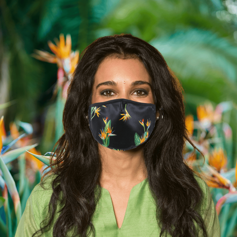 Fabric Face Masks | Cloth Face Masks NZ Edition | Original Pattern |  Premium Face Mask Set - 3 Layer Reusable Face Mask - Birds Of Paradise Face masks
