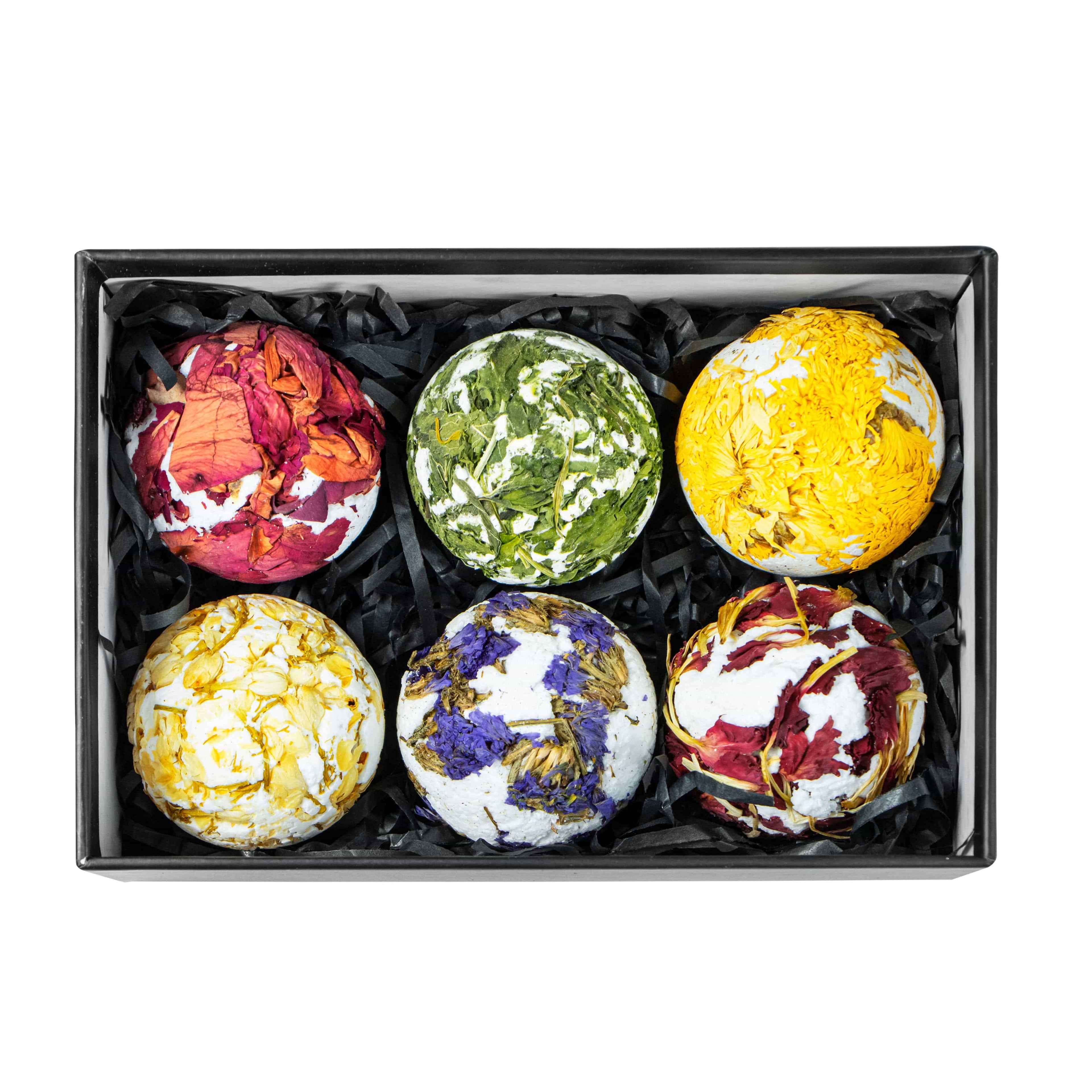 Flower Bath Bomb Gift Set – 6 Natural Scents with Dried Flowers Bath bombs
