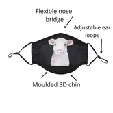 NZ Edition Premium Child Face Mask Set - 3 Layer 100% Cotton Reusable Face Mask  - Little Lamb Child Face masks