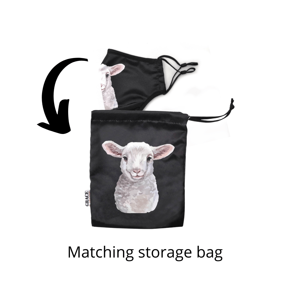 NZ Edition Premium Child Face Mask Set - 3 Layer 100% Cotton Reusable Face Mask  - Little Lamb Child Face masks