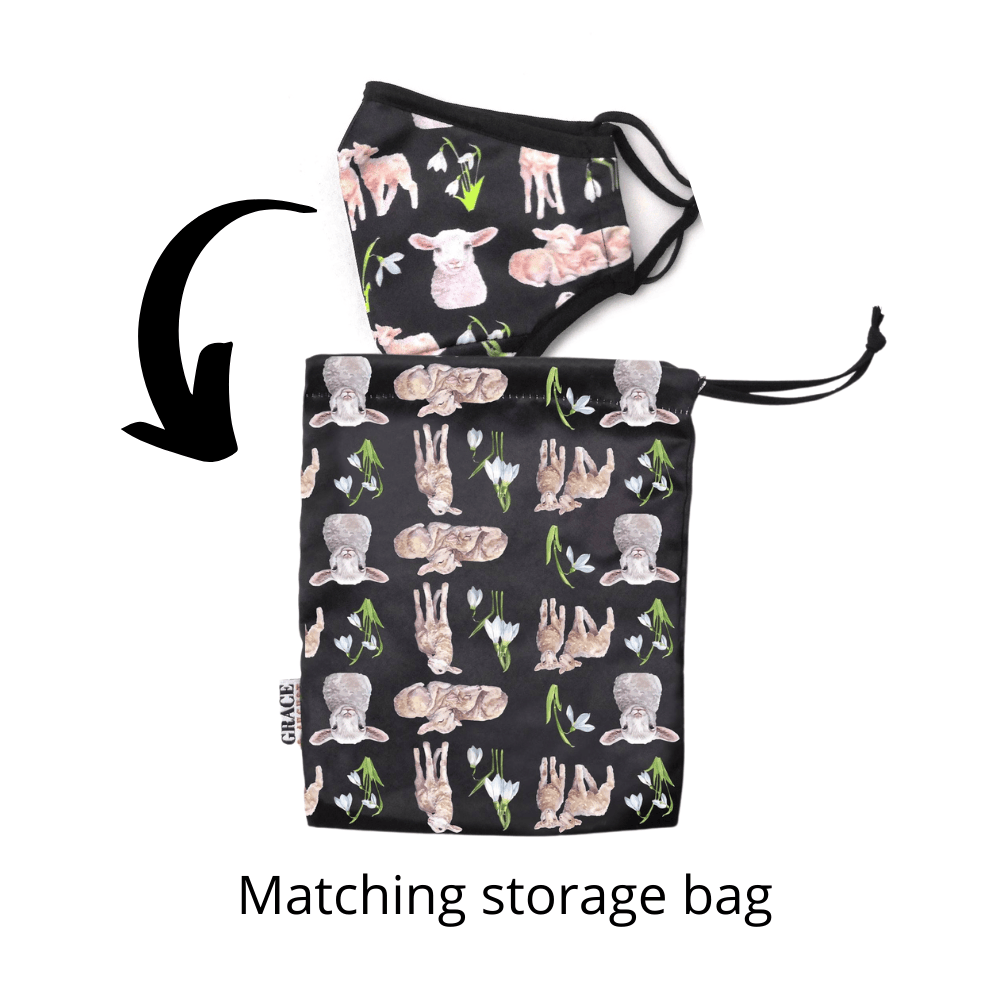 NZ Edition Premium Child Face Mask Set - 3 Layer 100% Cotton Reusable Face Mask  - Lots of Lambs Child Face masks