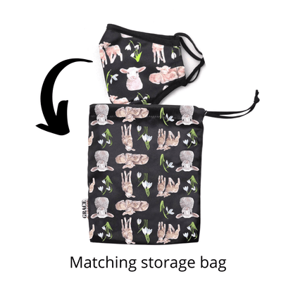 NZ Edition Premium Child Face Mask Set - 3 Layer 100% Cotton Reusable Face Mask  - Lots of Lambs Child Face masks