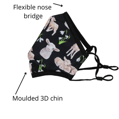 NZ Edition Premium Child Face Mask Set - 3 Layer 100% Cotton Reusable Face Mask  - Lots of Lambs Child Face masks