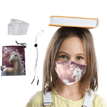 Premium Child Face Mask Set - 3 Layer 100% Cotton Reusable Face Mask  - Unicorn Child Face masks